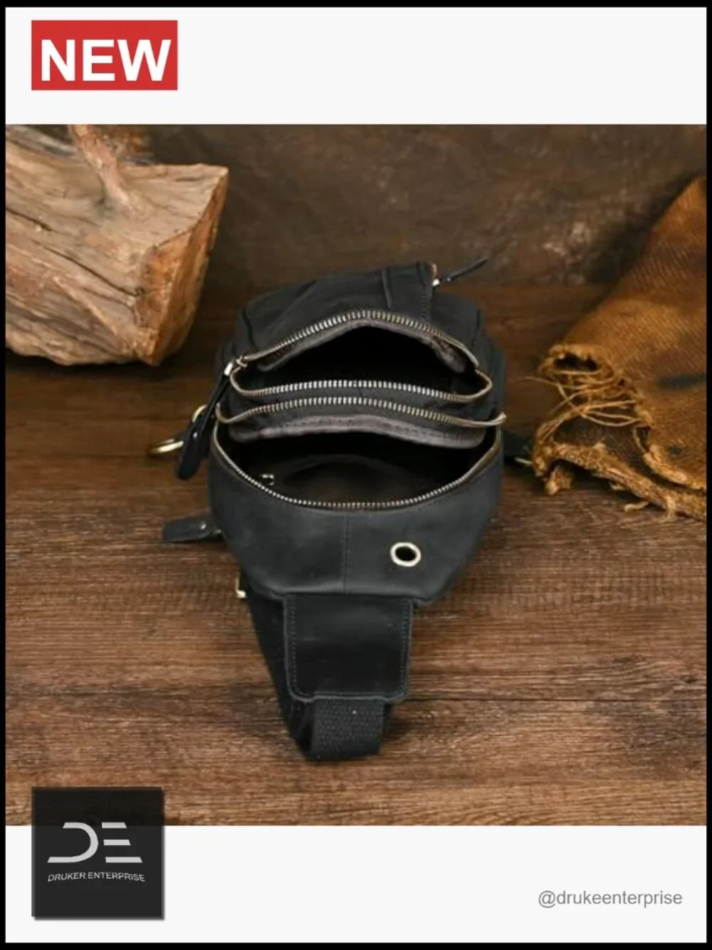 Genuine Leather Crossbody Sling Bag for Men Outdoor Travel Hiking Chest Bag